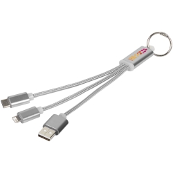 Metal 3-In-1 Charging Cable With Keychain