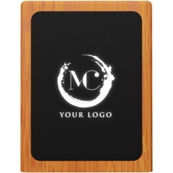 SCX.design O12 wooden light-up logo pencil holder with dual USB output