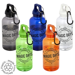 400ml RCS Certified Recycled Plastic Water Bottle with Carabiner