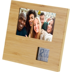 Sasa bamboo photo frame with weather station
