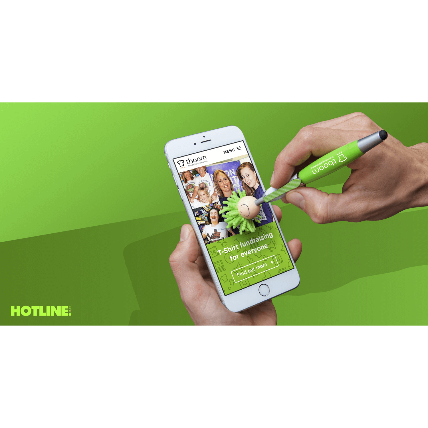 Mop Head Stylus Pen with Screen Cleaner Hotline